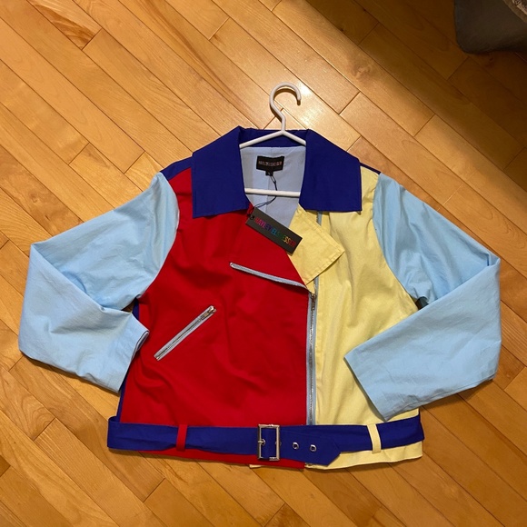 NWT Hayley Elsaesser Picnic Colour Block Moto Jacket - Picture 9 of 12